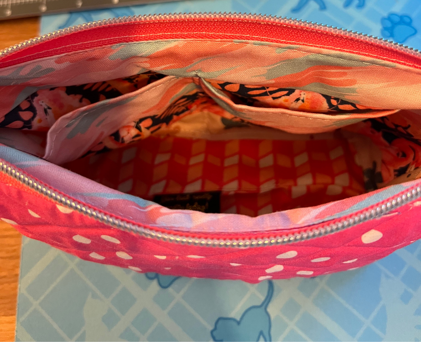 Pink Polka Dot Zipper Bag