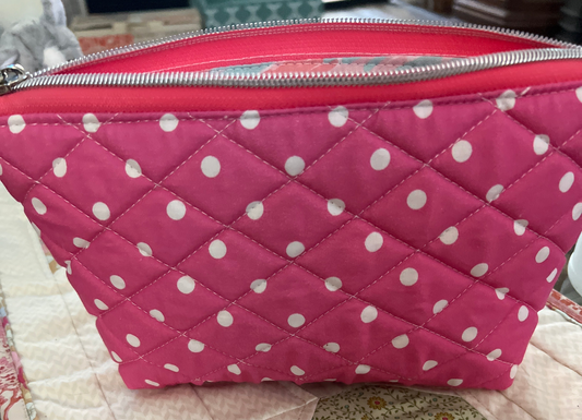 Pink Polka Dot Zipper Bag