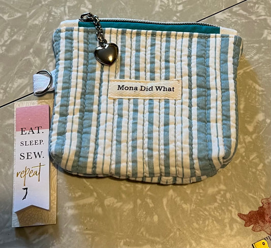 Green and White Zipper Pouch