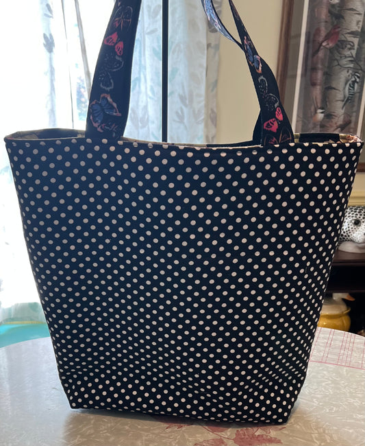 Polka Dot Tote Bag with Butterfly Handles